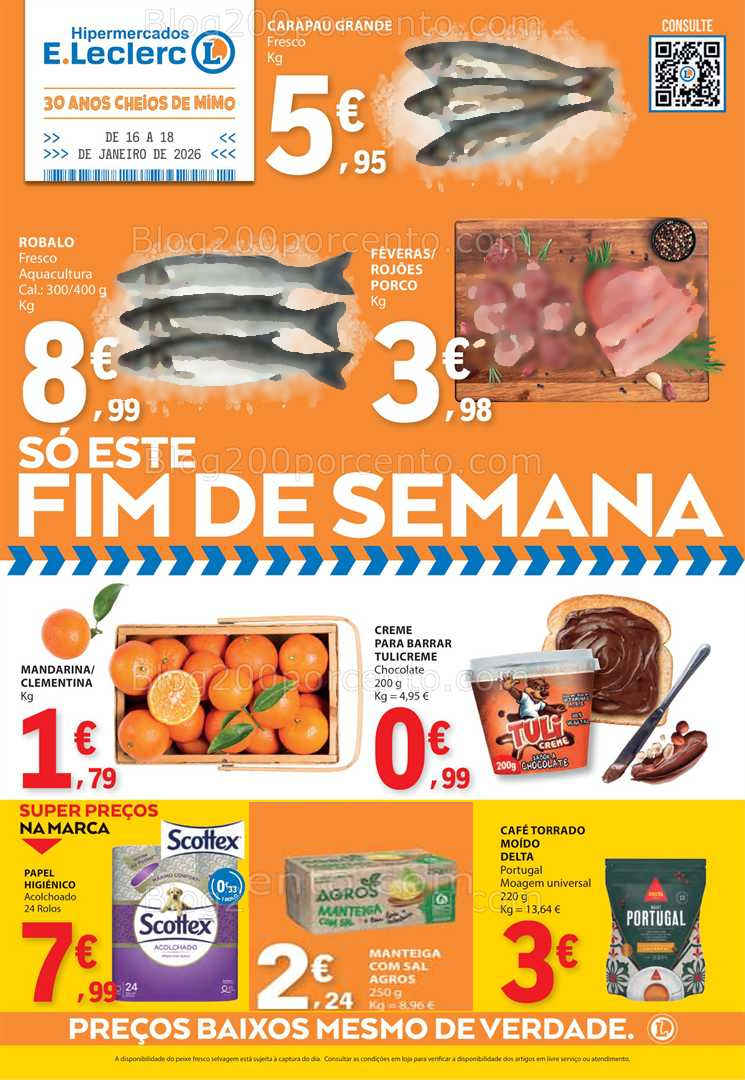 Antevisão Folheto E-LECLERC Promoções Fim de Semana - 16 a 18 janeiro