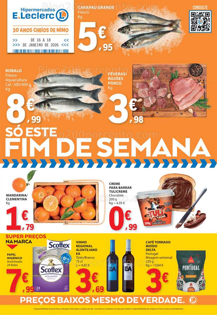 Antevisão Folheto E-LECLERC Promoções Fim de Semana - 16 a 18 janeiro