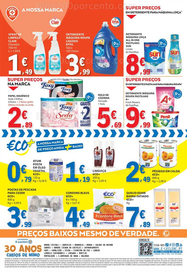 Antevisão Folheto E-LECLERC Promoções Fim de Semana - 30 janeiro a 1 fevereiro