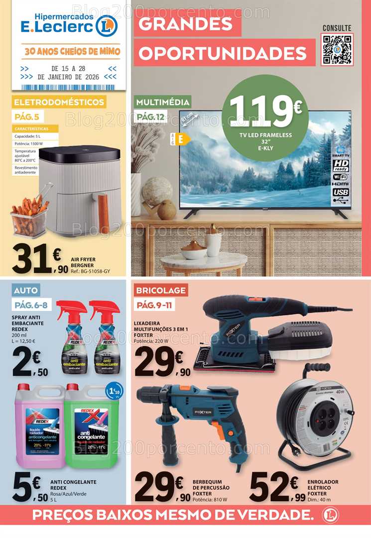 Antevisão Folheto E-LECLERC Bazar Promoções de 15 a 28 janeiro