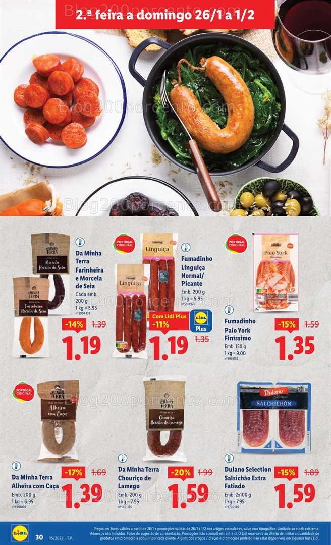 Antevisão Folheto LIDL Especial Sabores da Nossa Terra Promoções de 26 janeiro a 22 fevereiro