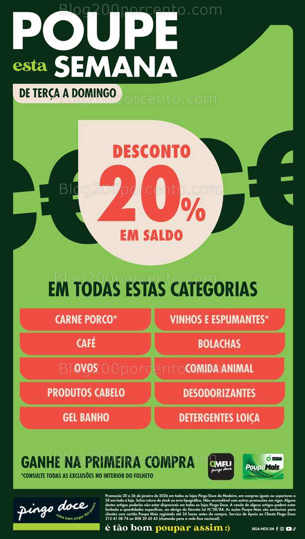 Antevisão Folheto PINGO DOCE Madeira Promoções de 20 a 26 janeiro