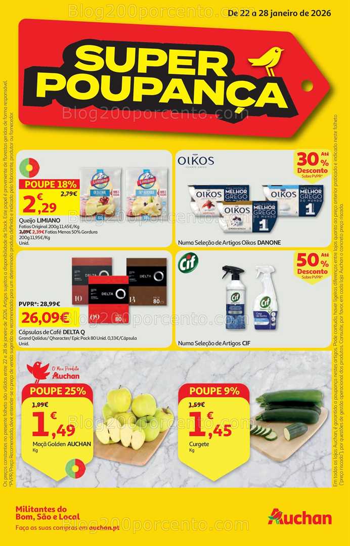 Antevisão Folheto AUCHAN Super Poupança Promoções de 22 a 28 janeiro