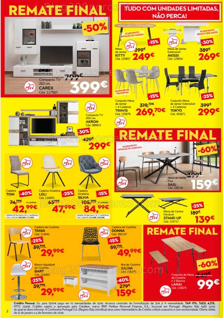 Antevisão Folheto CONFORAMA Remate Final Promoções de 15 janeiro a 4 fevereiro