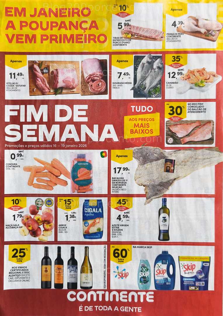 Antevisão Folheto CONTINENTE Promoções Fim de Semana - 16 a 19 janeiro