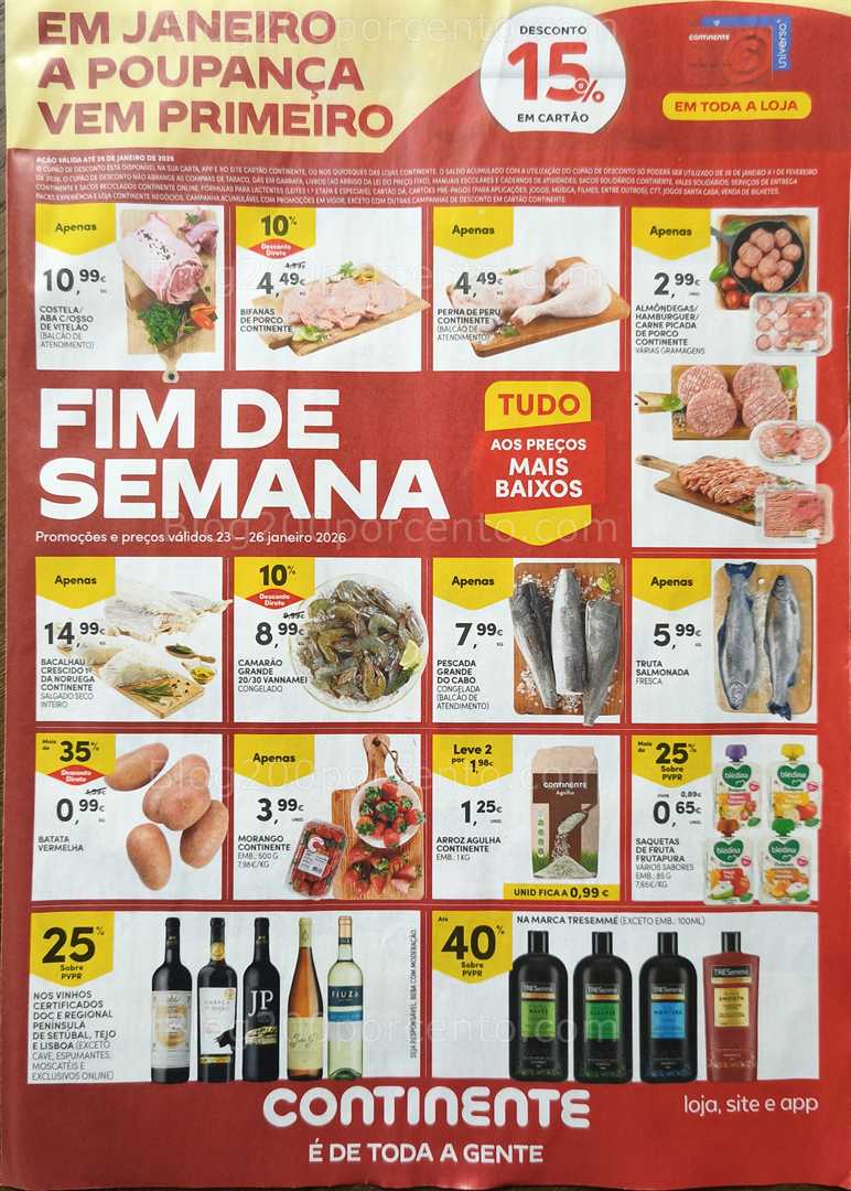 Antevisão Folheto CONTINENTE Promoções Fim de Semana - 23 a 26 janeiro