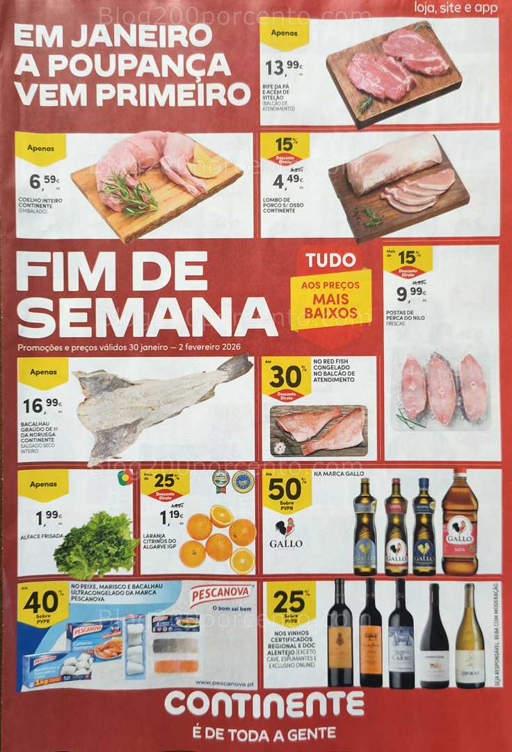 Antevisão Folheto CONTINENTE Promoções Fim de Semana - 30 janeiro a 2 fevereiro