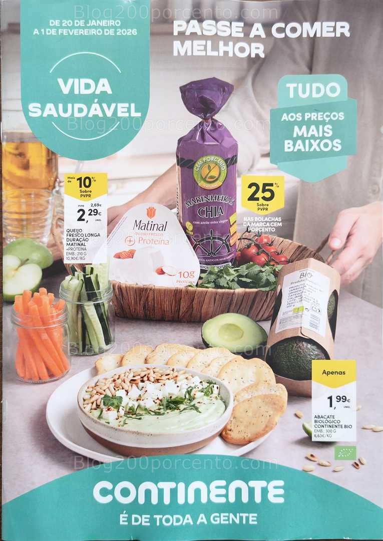 Antevisão Folheto CONTINENTE Vida Saudável Promoções de 20 janeiro a 1 fevereiro