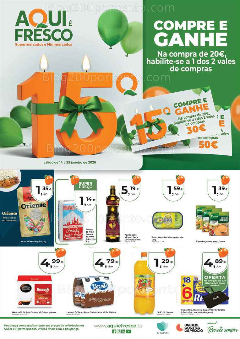 Antevisão Folheto AQUI É FRESCO Promoções de 14 a 25 janeiro