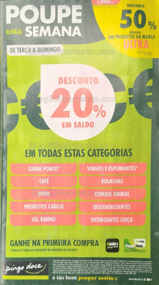 Antevisão Folheto PINGO DOCE Extra Promoções de 20 a 25 janeiro