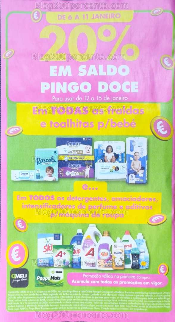 Alerta - 20% de desconto PINGO DOCE Promoções de 6 a 11 janeiro