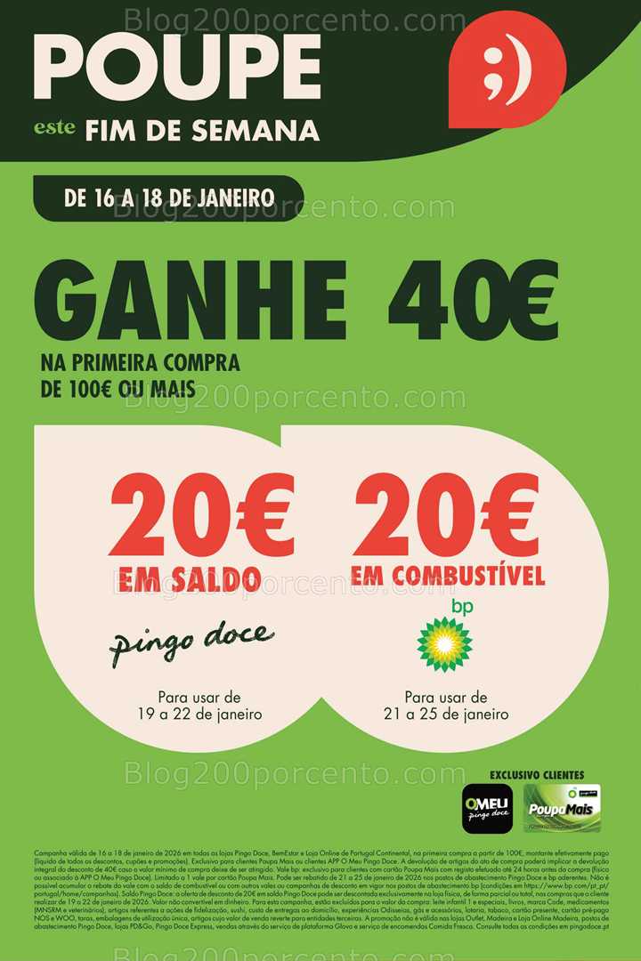ALERTA - Poupe a Dobrar PINGO DOCE Promoções Fim de Semana - 16 a 18 janeiro