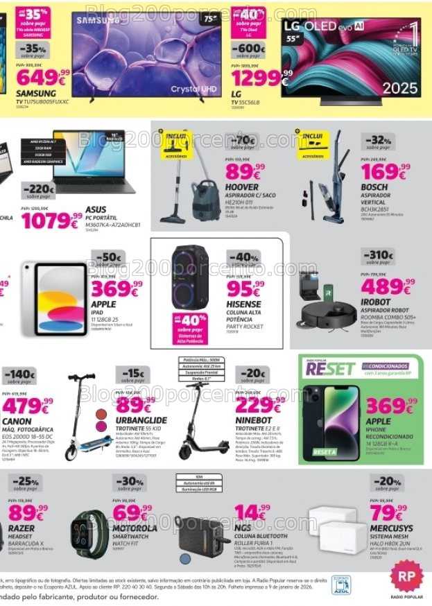 Antevisão Folheto RADIO POPULAR Extra Promoções de 13 a 22 janeiro