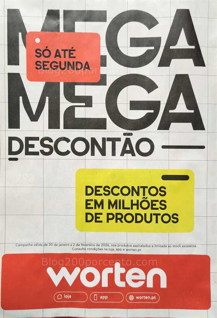Antevisão Folheto WORTEN Mega Descontão Promoções de 30 janeiro a 2 fevereiro