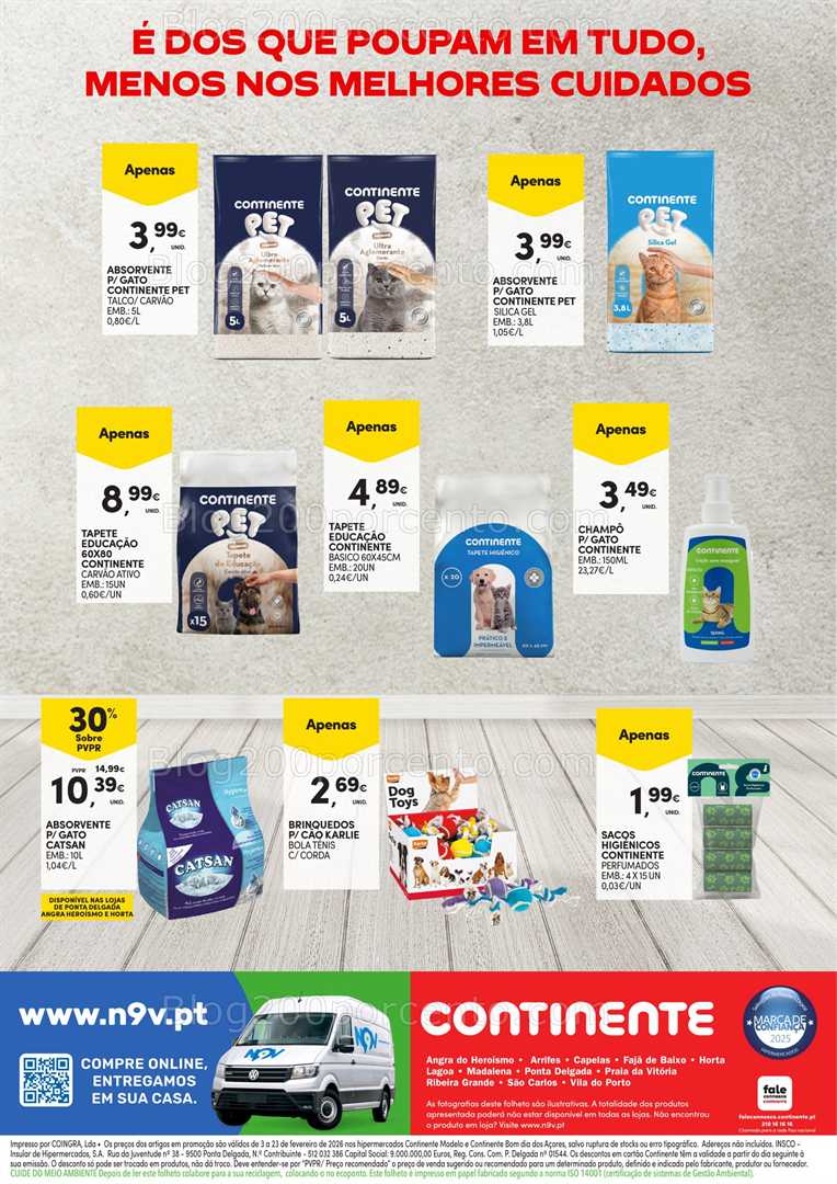 Antevisão Folheto CONTINENTE Pets Açores Promoções de 3 a 23 fevereiro