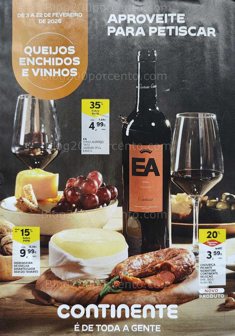 Antevisão Folheto CONTINENTE Petiscos Promoções de 3 a 22 fevereiro