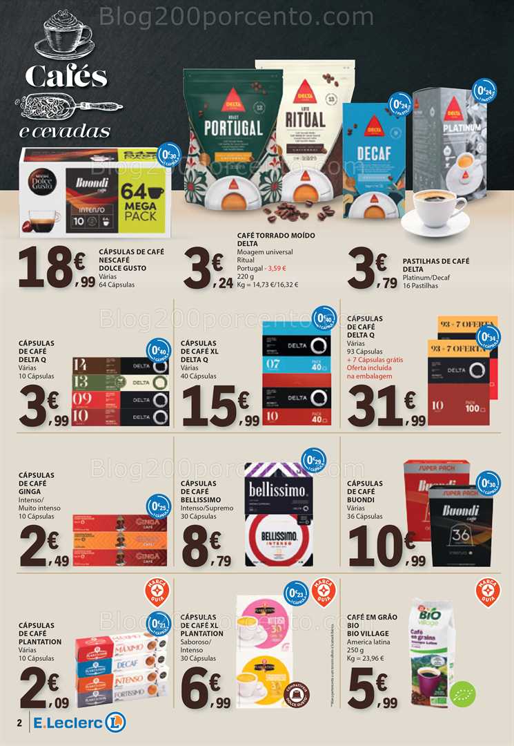 Antevisão Folheto E-LECLERC Bolachas e Bebidas Quentes Promoções de 18 fevereiro a 1 março
