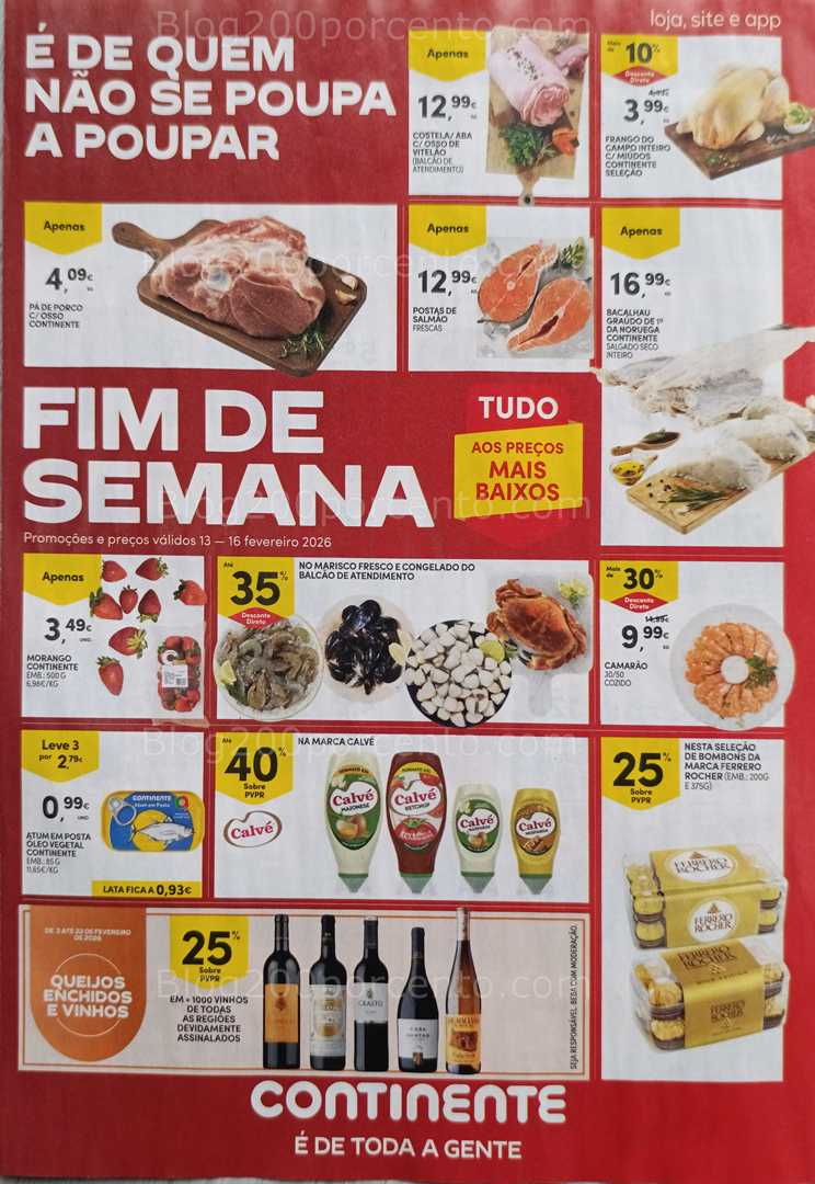 Antevisão Folheto CONTINENTE Promoções Fim de Semana - 13 a 16 fevereiro
