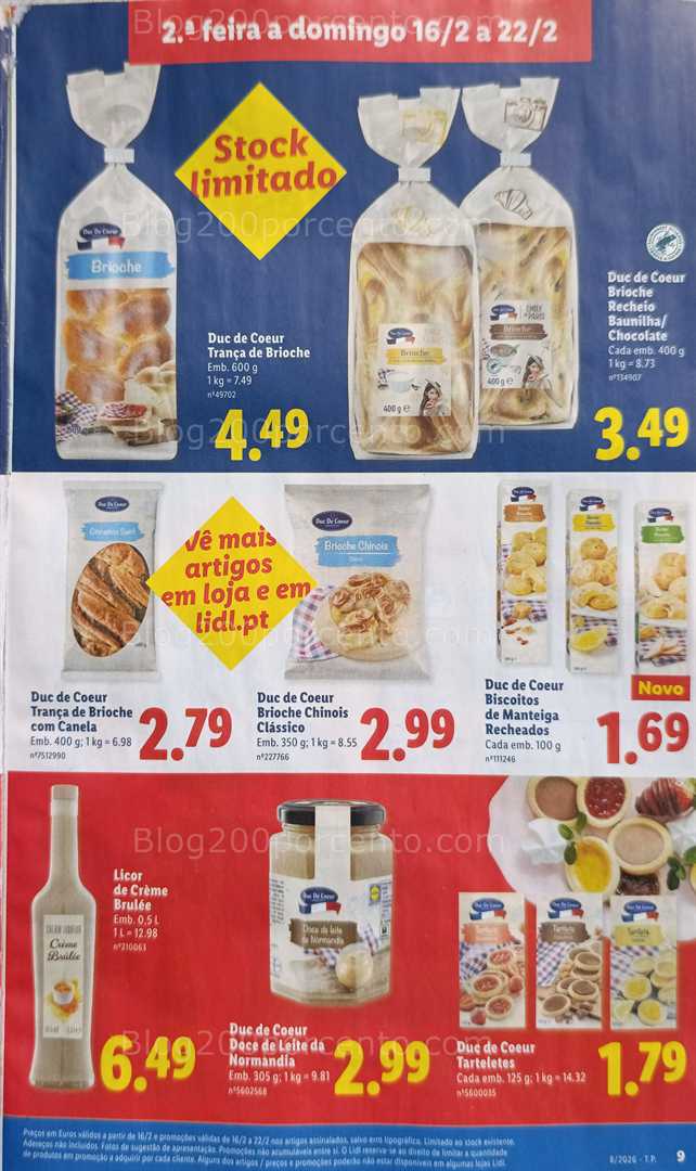 Antevisão Folheto LIDL Alimentar Promoções de 16 a 22 fevereiro