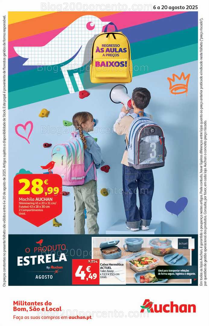 Antevisão Folheto AUCHAN Regresso às Aulas Promoções de 6 a 20 agosto all