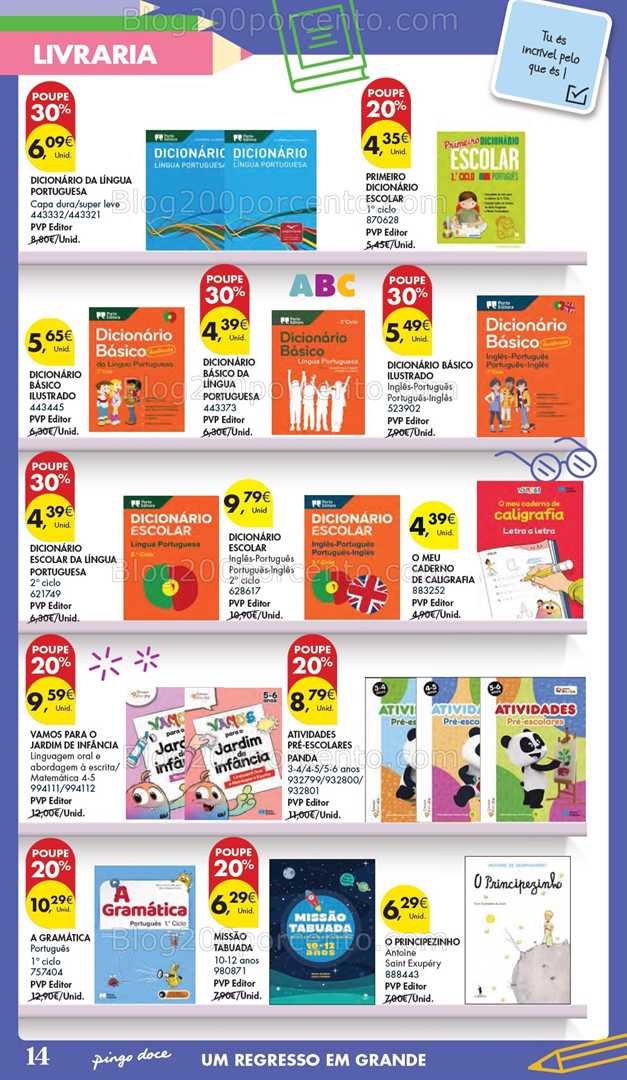 Antevisão Folheto PINGO DOCE Regresso às Aulas Promoções de 5 agosto a 22 setembro all