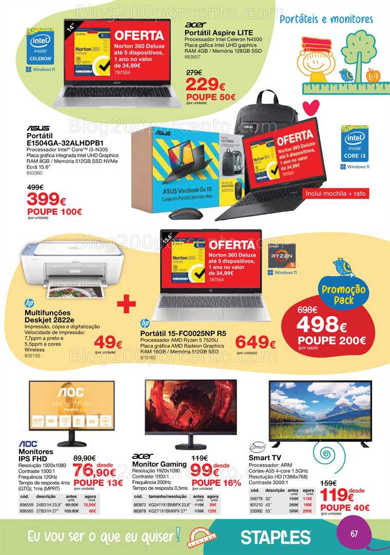 Antevisão Folheto STAPLES Regresso às Aulas Promoções de 18 agosto a 25 setembro all