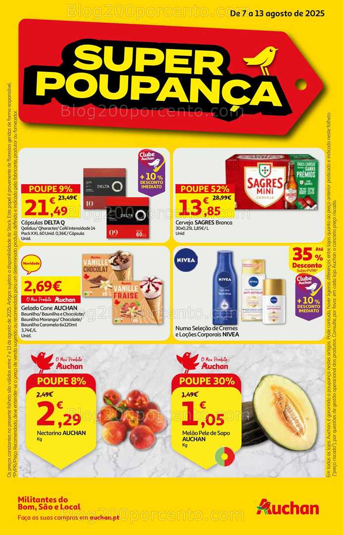 Antevisão Folheto AUCHAN Super Poupança Promoções de 7 a 13 agosto, na página 2, encontra: