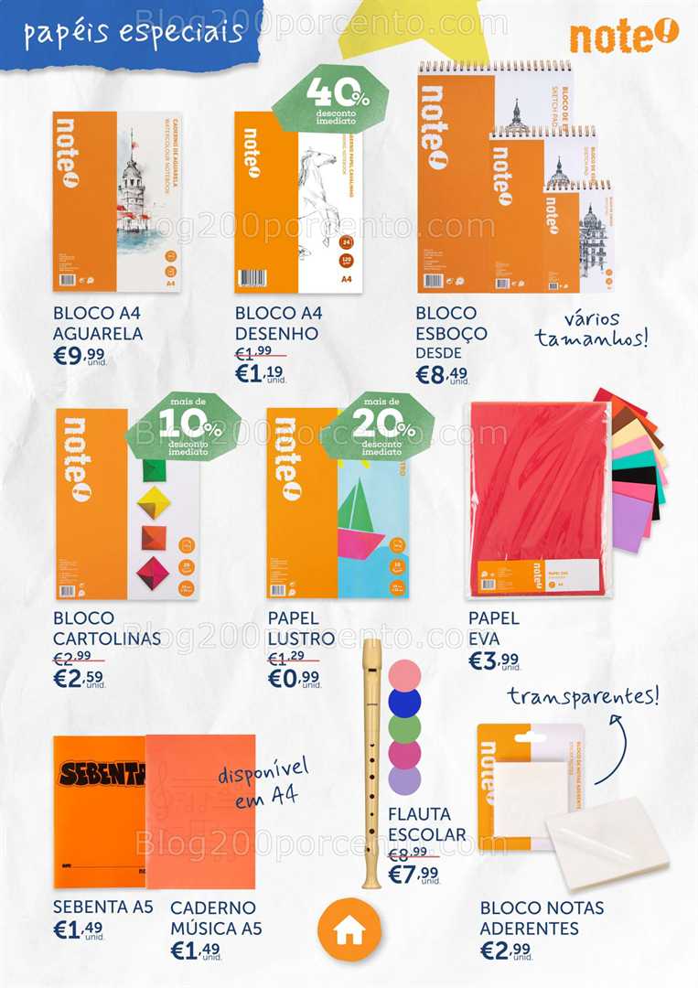 Antevisão Folheto NOTE Regresso às Aulas Promoções de 7 agosto a 22 setembro, na página 47, encontra: