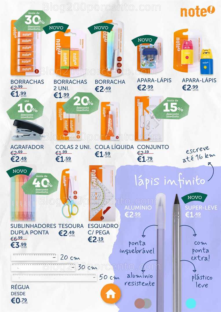 Antevisão Folheto NOTE Regresso às Aulas Promoções de 7 agosto a 22 setembro, na página 53, encontra: